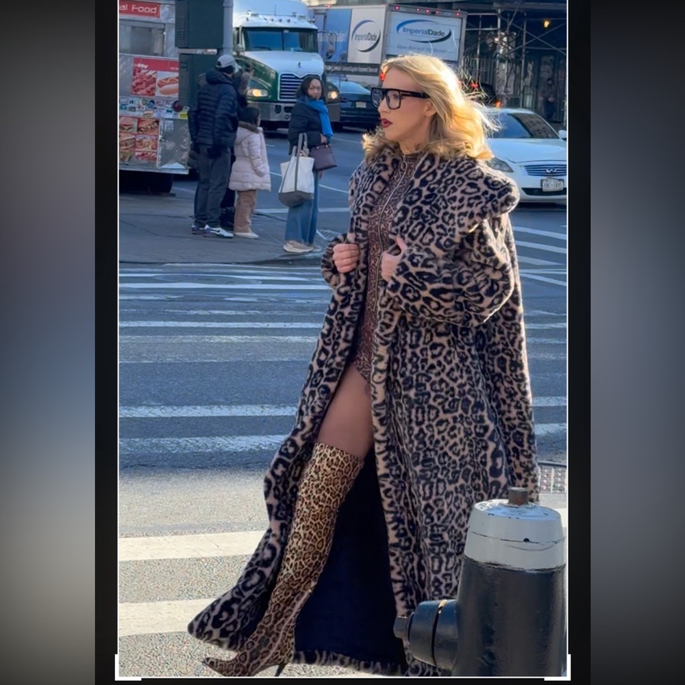 Leopard maxi fur coat